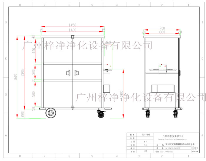 密閉式滅菌器械物品電動轉運車方案設計示意圖